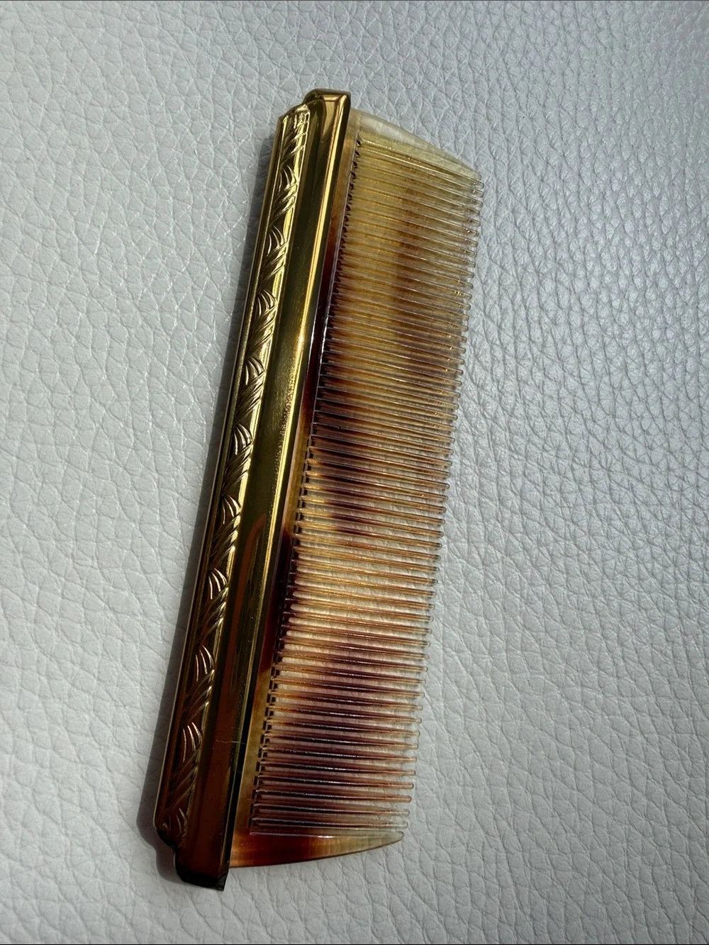 Vintage Black Floral Embroidered Compact Mirror and Comb Set